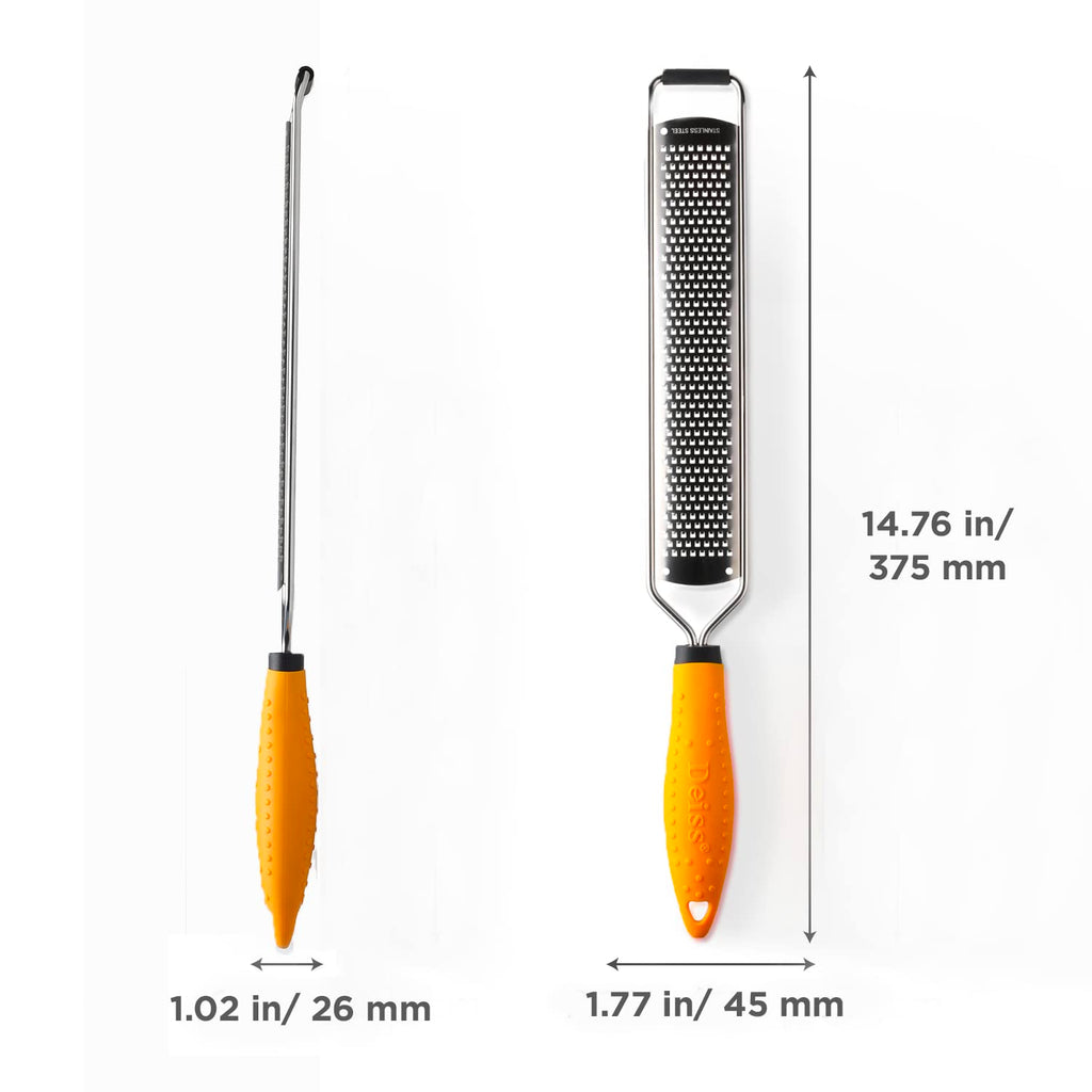 Deiss PRO Lemon Zester & Heavy Duty Grater - Parmesan, Garlic, Nutmeg, Chocolate, Fruits, Vegetables, Ginger & Cheese Shredder