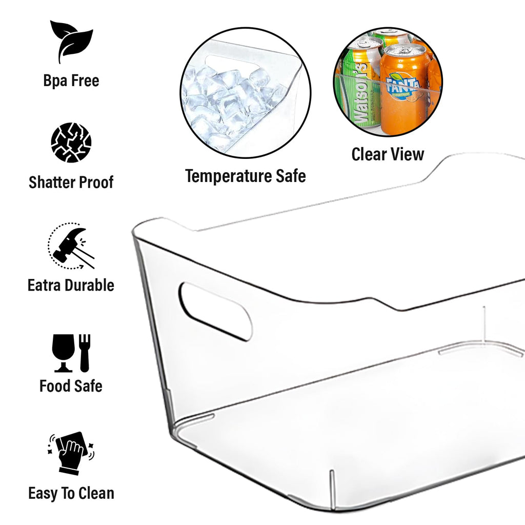 CONTROL KITCHEN Small Clear Plastic Storage Bins, Perfect for Organization or Pantry and, Fridge Organizer, Cabinet Organizers
