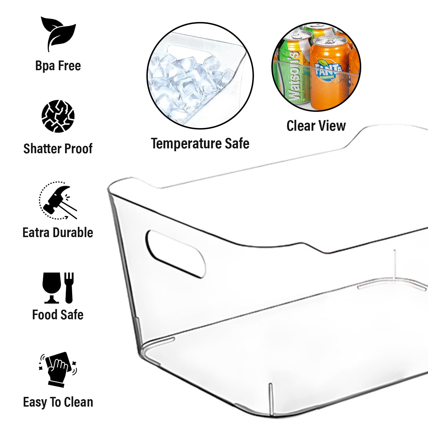 ShelfShaper Clear Plastic Storage Bins with Labels and Marker, Perfect for Kitchen Organization or Pantry Organization and Storage, Medium Fridge Organizer and Cabinet Organizers Storage Bins