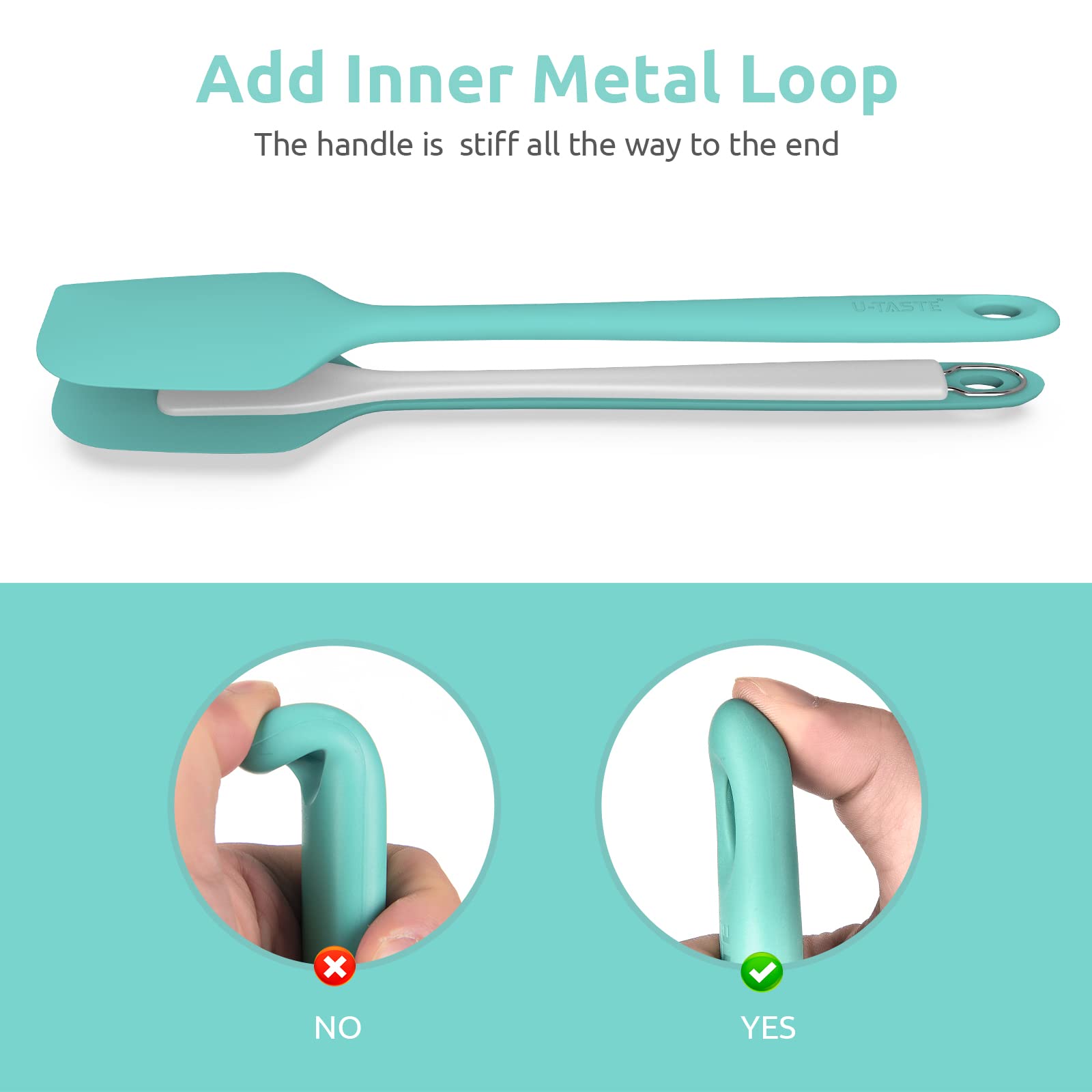 U-Taste 14in Extra Large Silicone Spatula, 480°F Heat Resistant, Aqua Sky