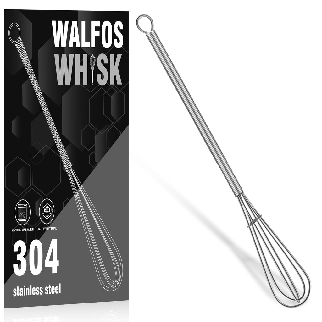 Walfos Whisks Large Whisk Set of 2, Heavy Duty Stainless Steel Wire Whisk Ideal For Beating Eggs, Mixing Batter & Blending Sauces.（13in+17in)