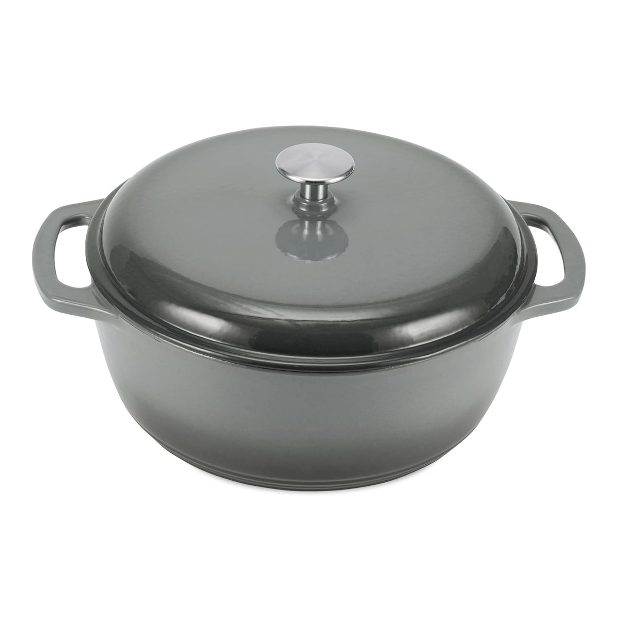 Enameled Cast Iron Dutch Oven Pot with Lid, Round, Dual Handles, Heavy-Duty, Oven Safe for Stews, Roasting, Baking, 6-Quart, Red