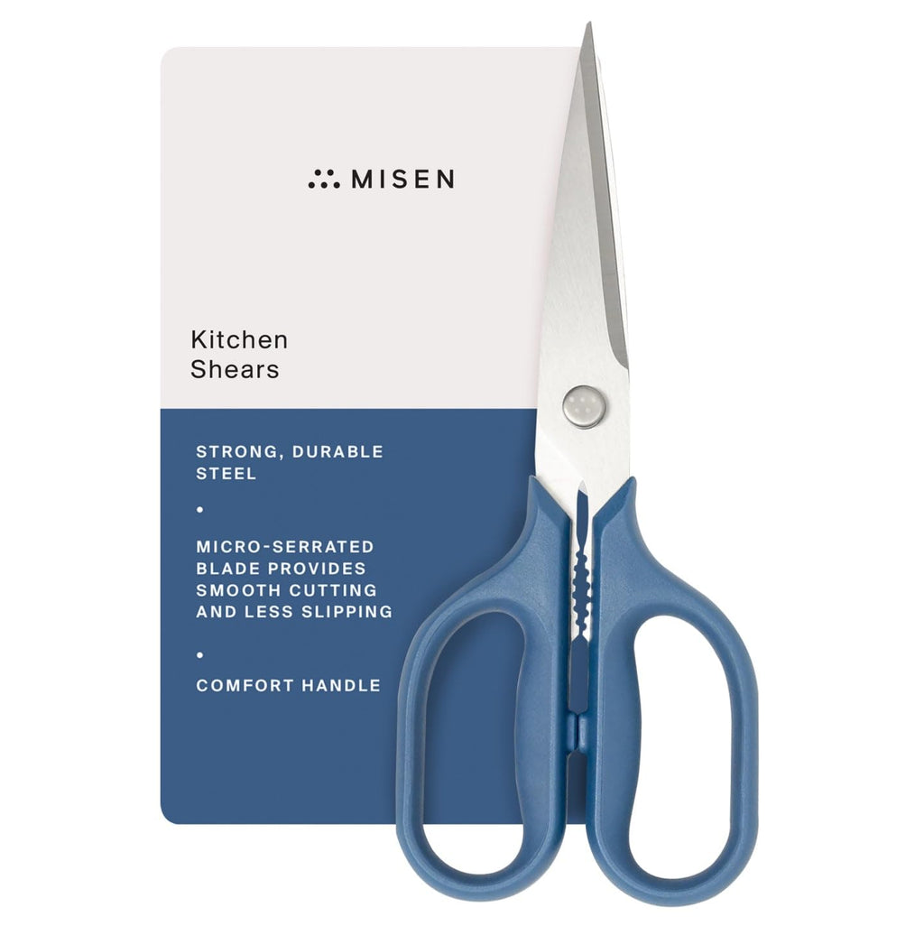 Misen Heavy Duty Kitchen Shears - Stainless Steel, Versatile and Easy Clean Scissors for Meat, Herbs and Veggies - Ambidextrous Comfort Handle - Professional Grade - Black