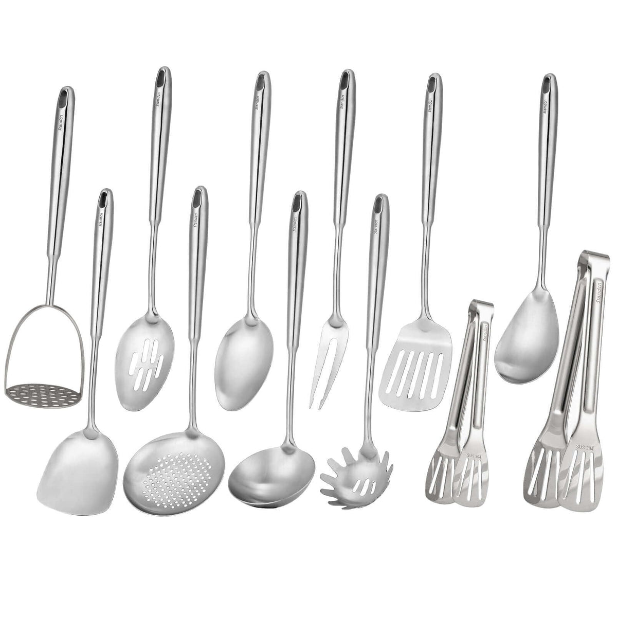 6 PCS All Metal Cooking Utensils Set - 18/10 Stainless Steel Kitchen Tools