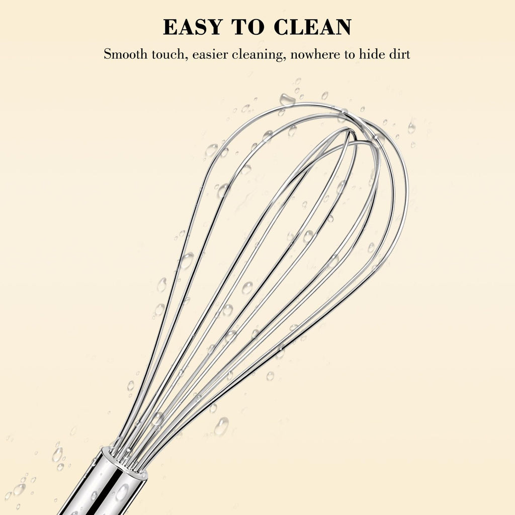 NileHome Stainless Steel Whisk Set 8" 10" 12" Kitchen Whisk Balloon Whisk Kitchen Wisk Wire Whisks for Cooking, Whisking, Blending, Beating, Stirring-3 Pack…