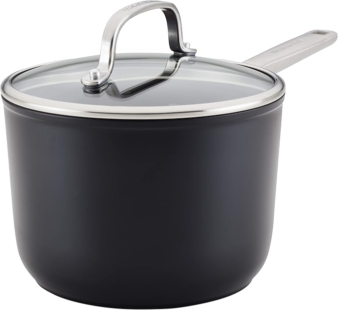 KitchenAid Hard-Anodized Nonstick Saucepan with Lid, 2-Quart