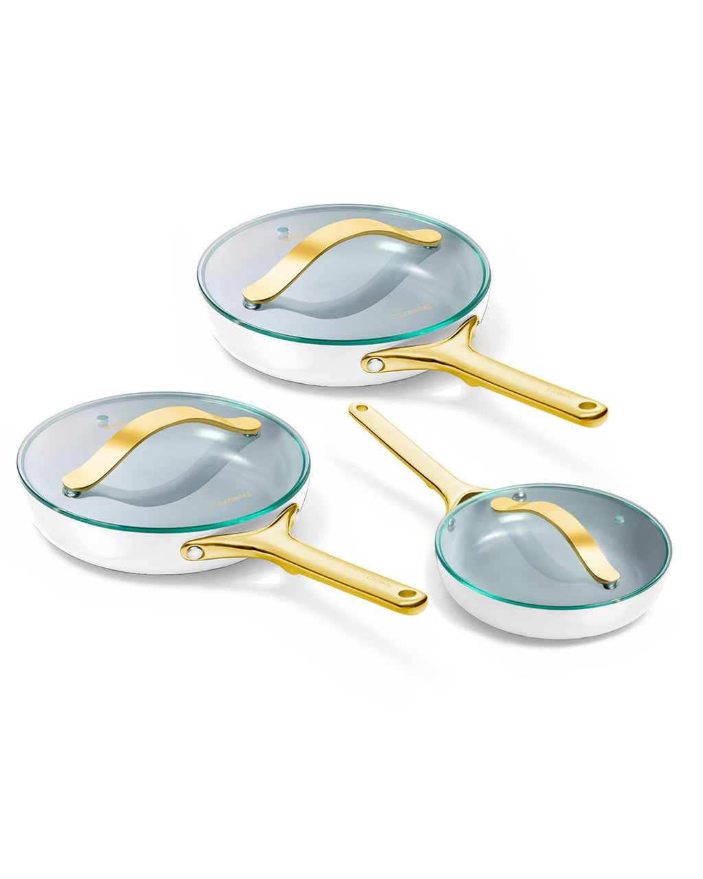 Caraway Ceramic Non-Stick Fry Pan Set with Glass Lids