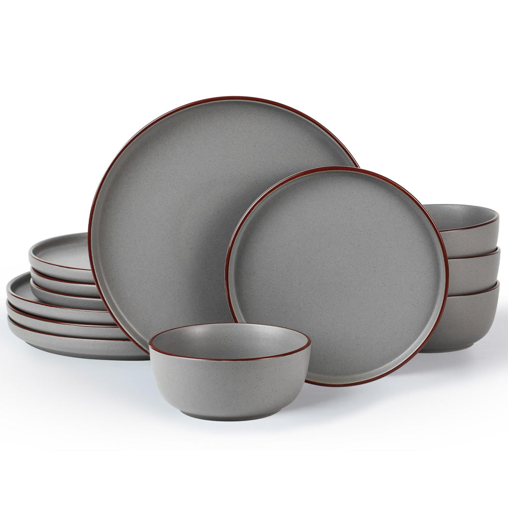 Famiware Mercury 12-Piece Stoneware Dinnerware Set, Multi-color