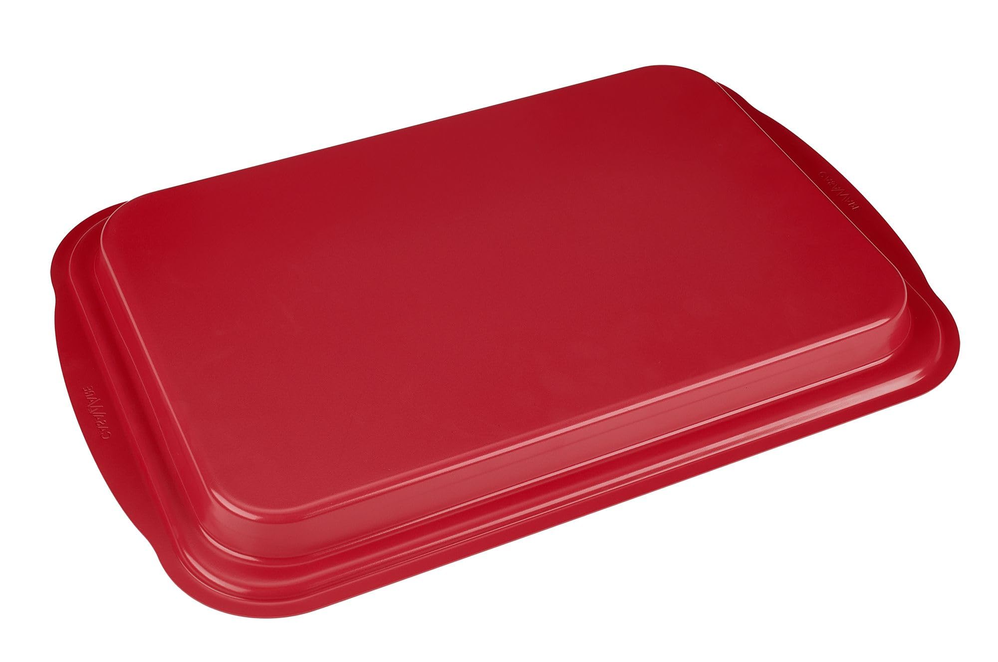 casaWare 17.5 x 12 x 1-Inch Cookie Sheet with 1.5-Inch Handles, Ultimate Series Commercial Weight, Ceramic Non-Stick Coating (Red Granite)