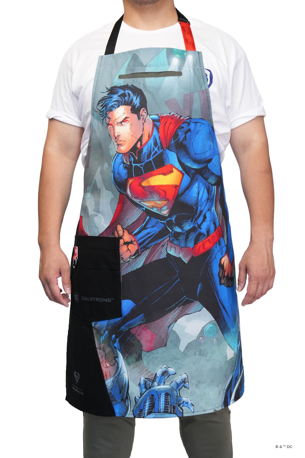 Dalstrong Chef Kitchen Apron - DC Superman™ Man of Steel Edition - Premium Cotton & Nylon Straps - 2 Pockets - Steel Hangloops-Unique Size Fit for All - Stain Resistant