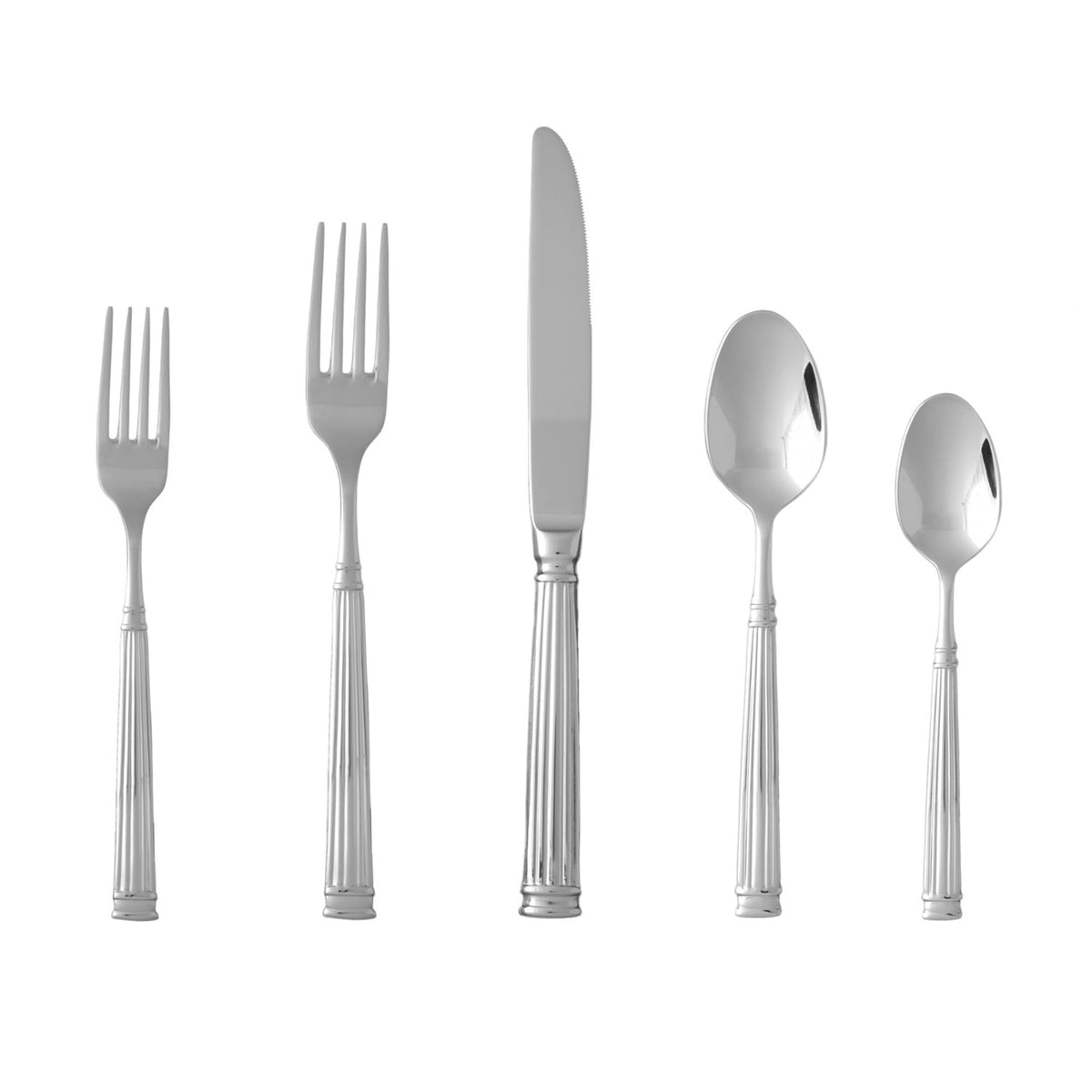 Fortessa Forge 18/10 Stainless Steel Flatware, 5 Piece Place Setting, Service for 1