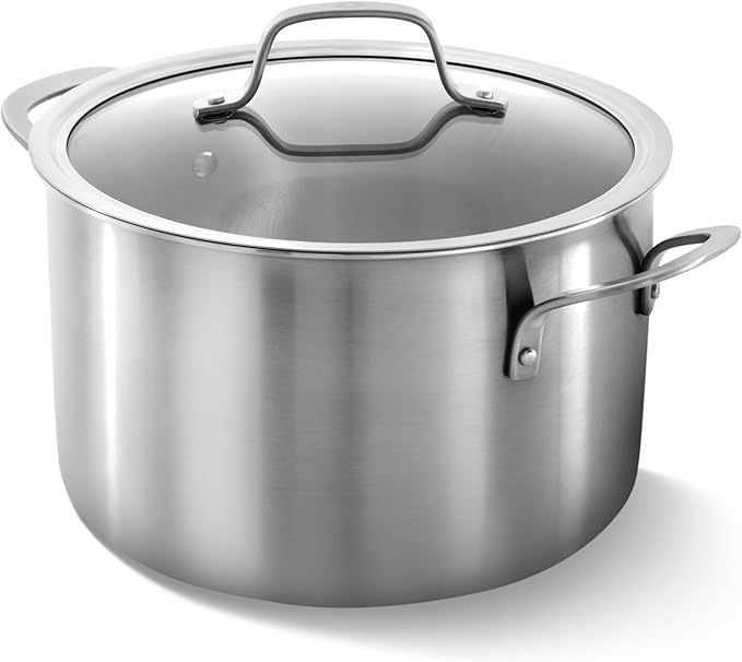 Calphalon Brushed 3-Ply Stainless Steel Cookware Set w/Turbo Heat Tech 4.5Qt Sauce Pan with Lid, Induction, Oven Safe 450F, Brushed Satinless Silver