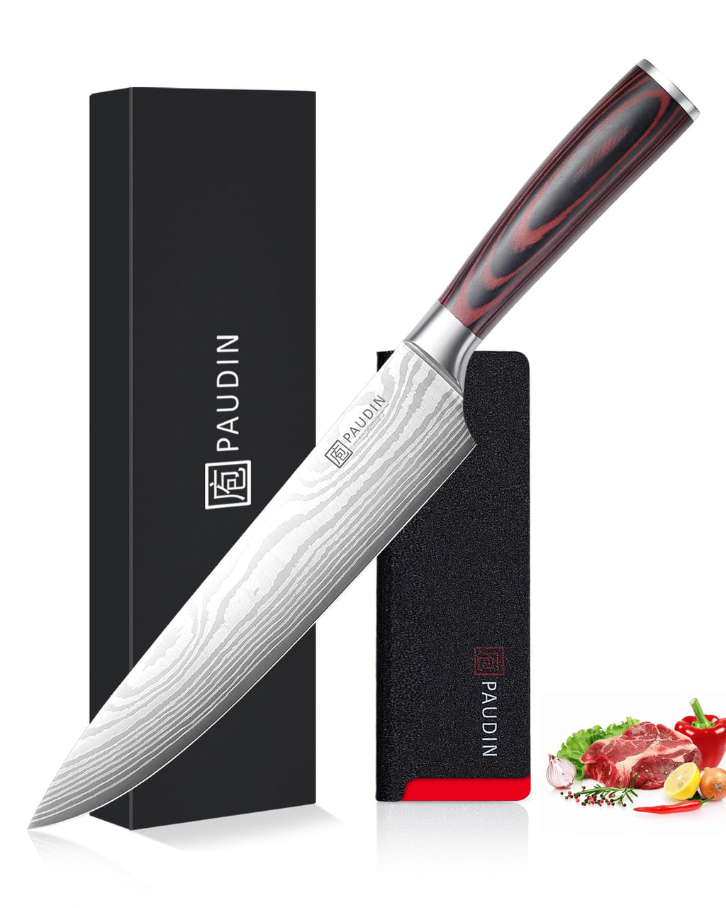 PAUDIN Chef Knife,9 Inch Kitchen Knife for Meat & Vegetables