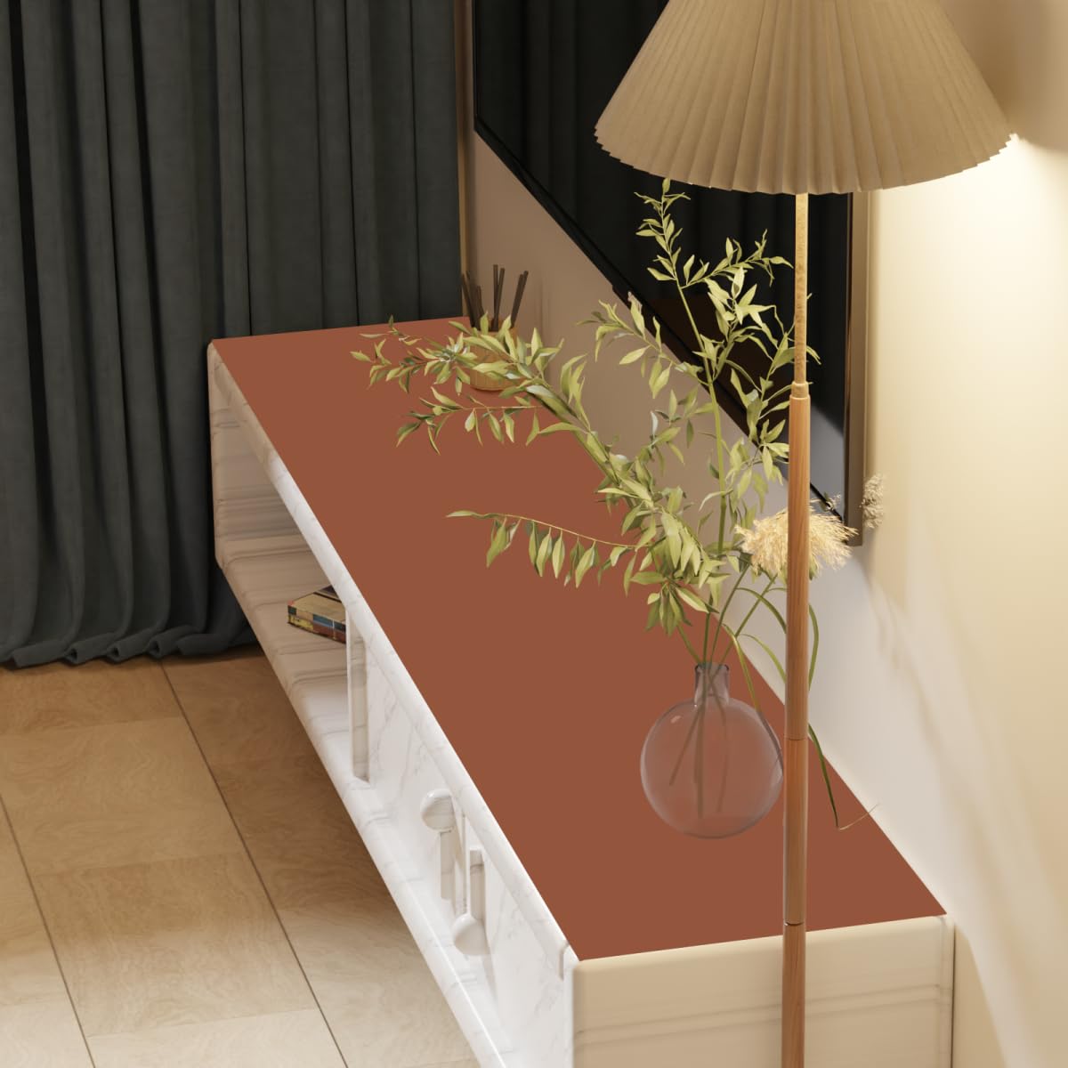 Zinkooat Leather Dresser Cover,1.8mm Thick,14x66 Inch,Dresser Protector Top,Dresser Top Protector,Dresser Cover Top,Dresser Top Cover,Dresser Cover Top for Bedroom.(Brown+Gray,14x66)