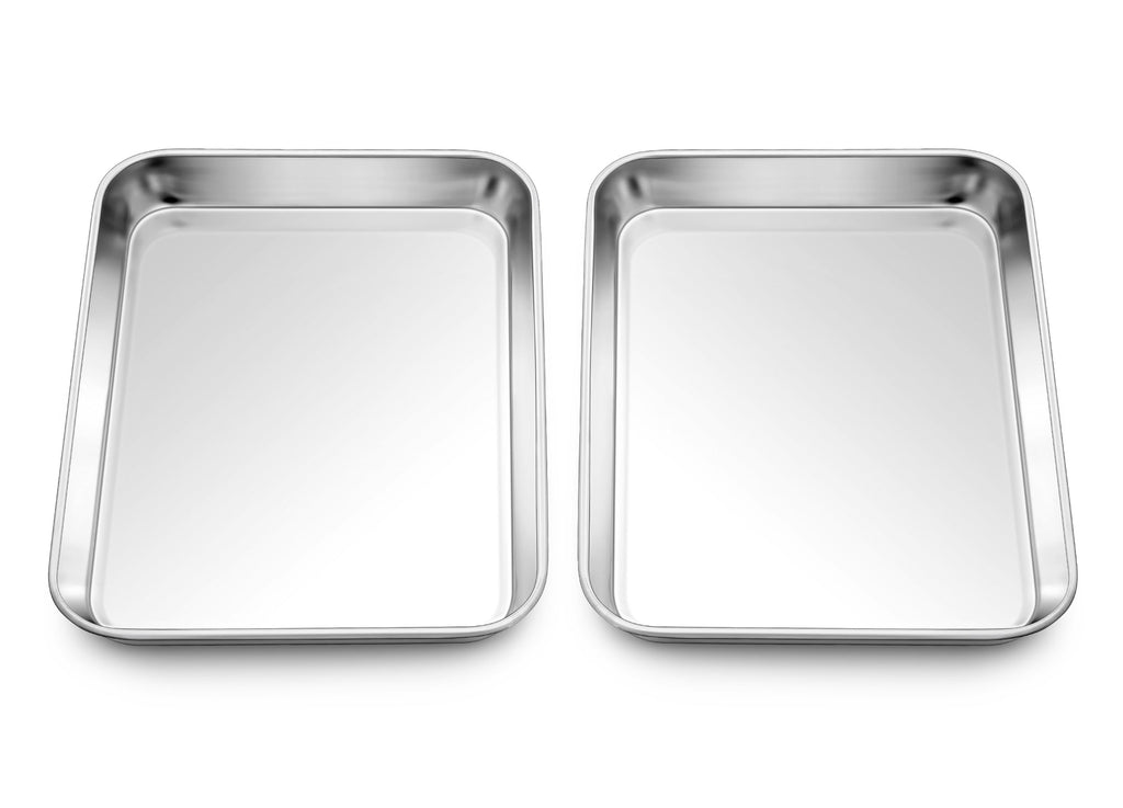 Homikit 9x13 Inches Stainless Steel Quarter Sheet Pan Set of 2, Non Toxic
