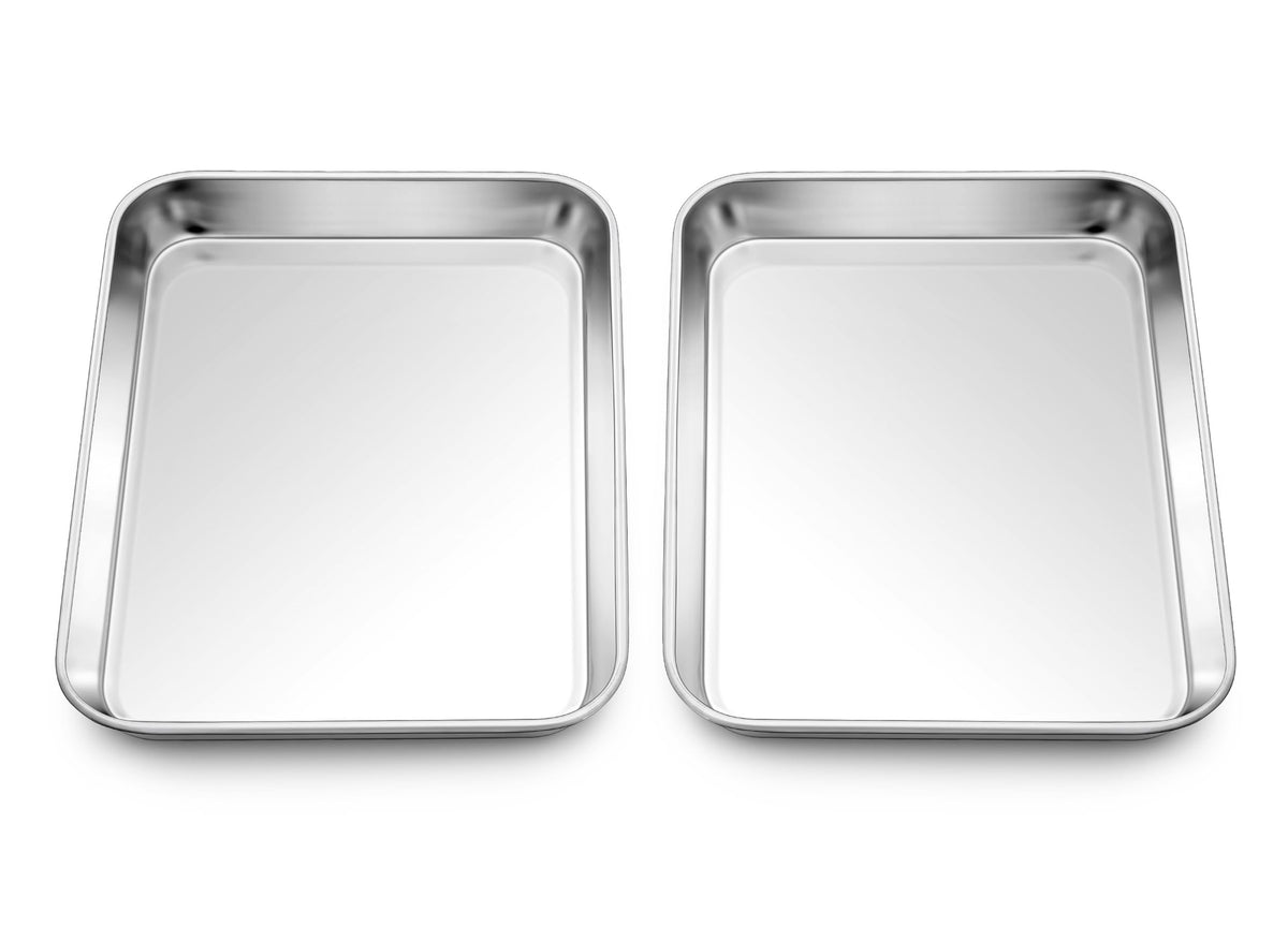 Homikit 9x13 Inches Stainless Steel Quarter Sheet Pan Set of 2, Non Toxic