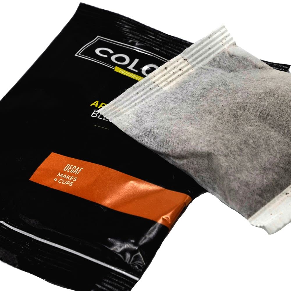 Colonial In-Room Decaf Ground Coffee Filter Packs for Hotel Rooms, Decaffeinated Dark Roast, 0.50 Ounce (Pack of 150), Use with 4-Cup Drip Coffee Machine