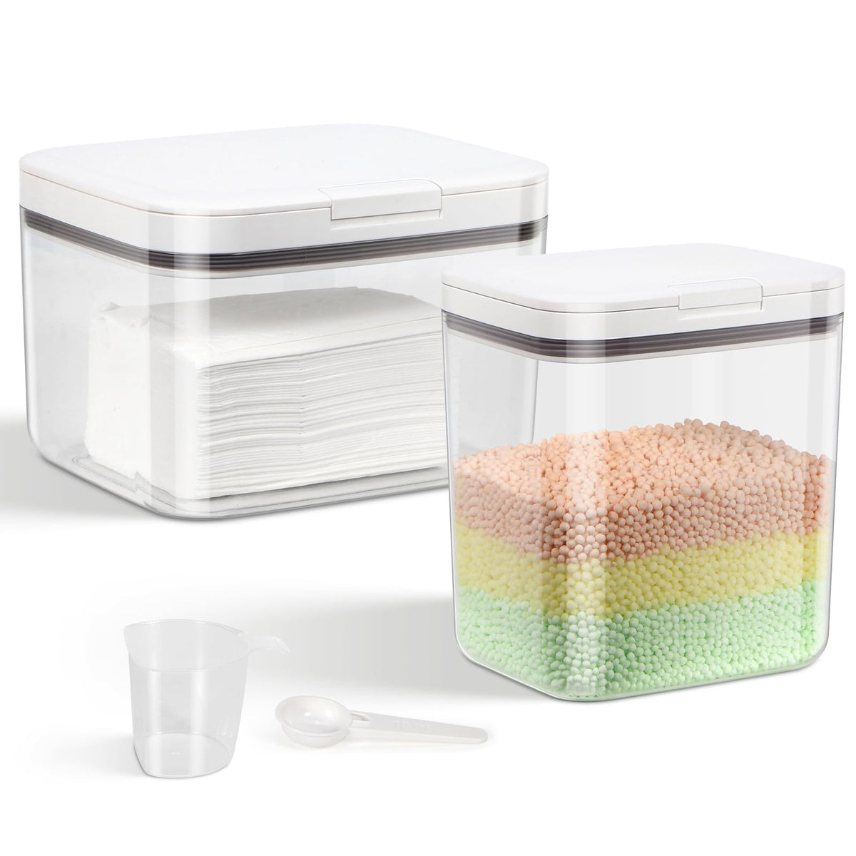 TBMAXS Airtight Rice Container 20 Lbs, Clear PET Plastic Food Storage Container Bin For Flour Sugar, Dry Food Holder with Easy Locking Lid for Kitchen Pantry Organization and Storage