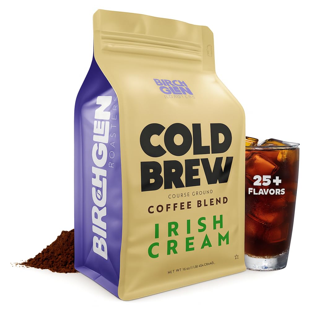 Birch Glen Roasters Cold Brew Coffee | Flavored Coarse Ground Coffee | Medium Roast | Artisanal Roasting | 100% Arabica |1 LB Bag | German Chocolate Cake