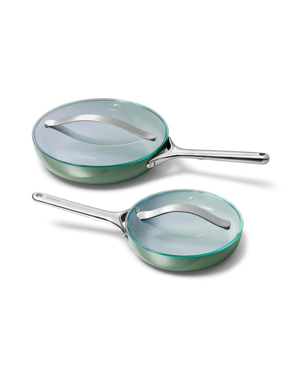 Caraway Ceramic Non-Stick Fry Pan Set with Glass Lids
