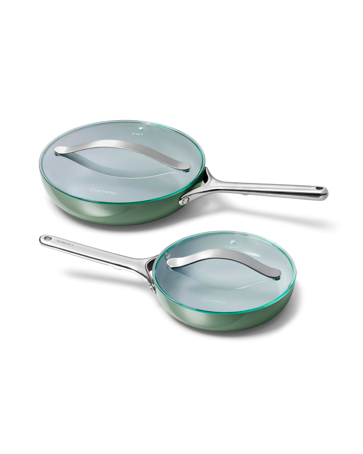 Caraway Ceramic Non-Stick Fry Pan Set with Glass Lids