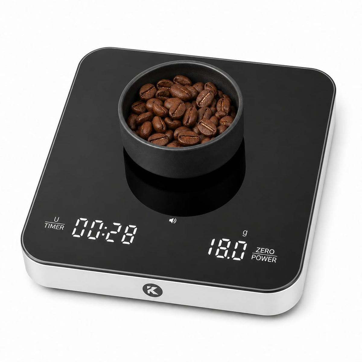 KitchenTour CaféMetric Coffee Scale with Timer 0.1g/2000g - Precision Small Scale for Espresso & Pour Over - Mini Scale with LED Display AAA Battery Black