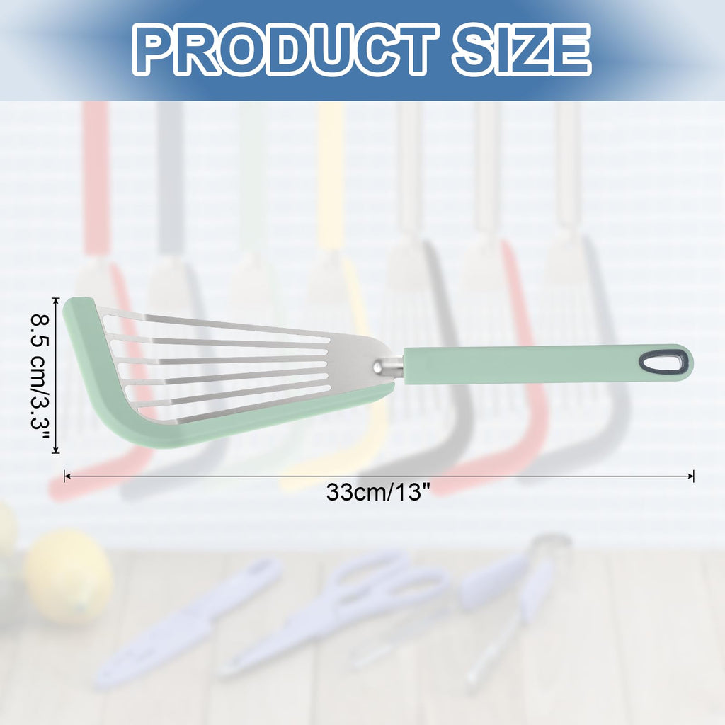uxcell Silicone Fish Spatulas with Handle Kitchen Cooking Spatula for Egg, Fish, Pancake Green