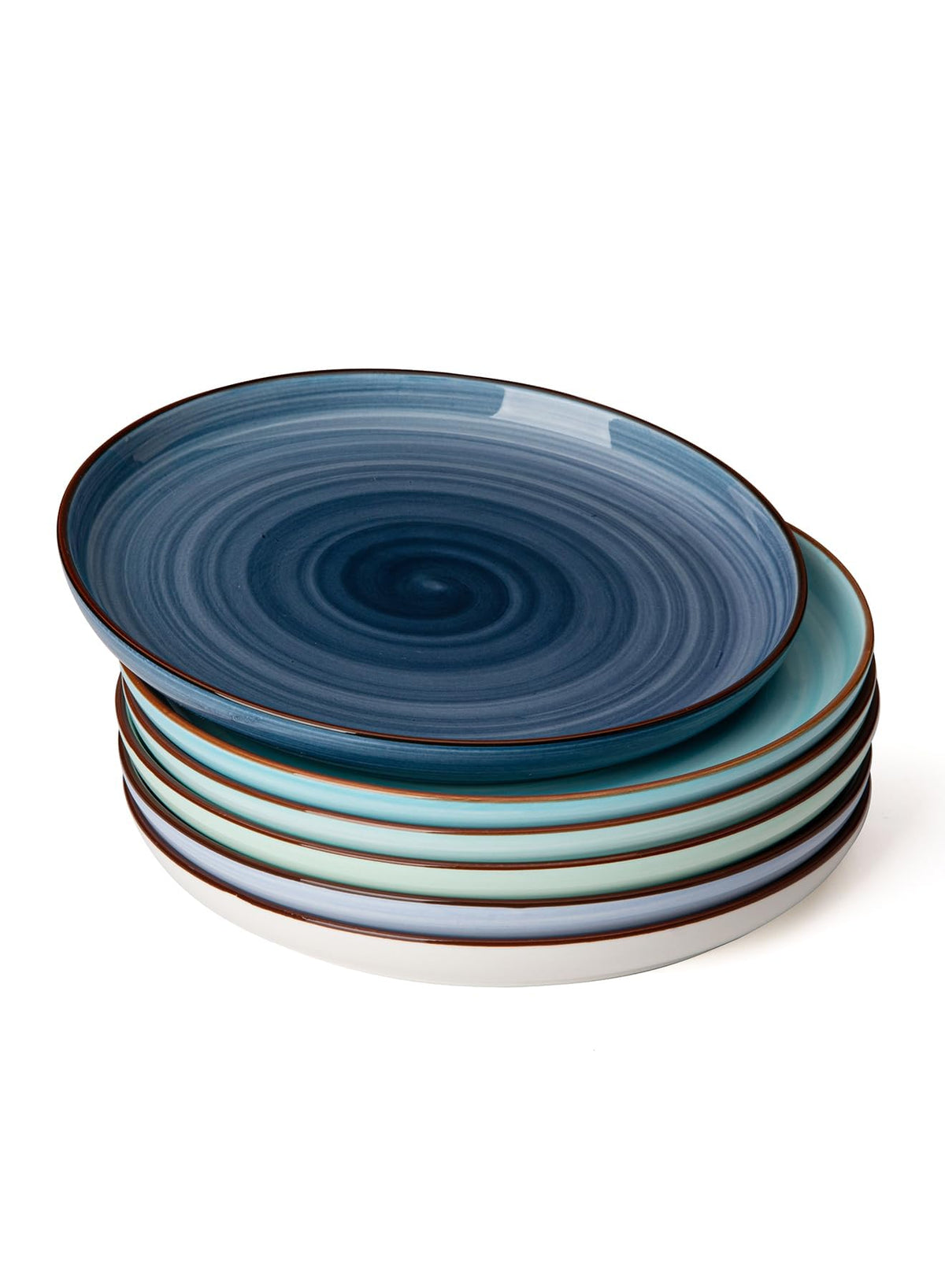 Sweese 7.4 Inch Porcelain Dessert Plates - Round Salad, Appetizer Plate Set for Kitchen, Small, Dishwasher Microwave Safe, Set of 6, Neutral