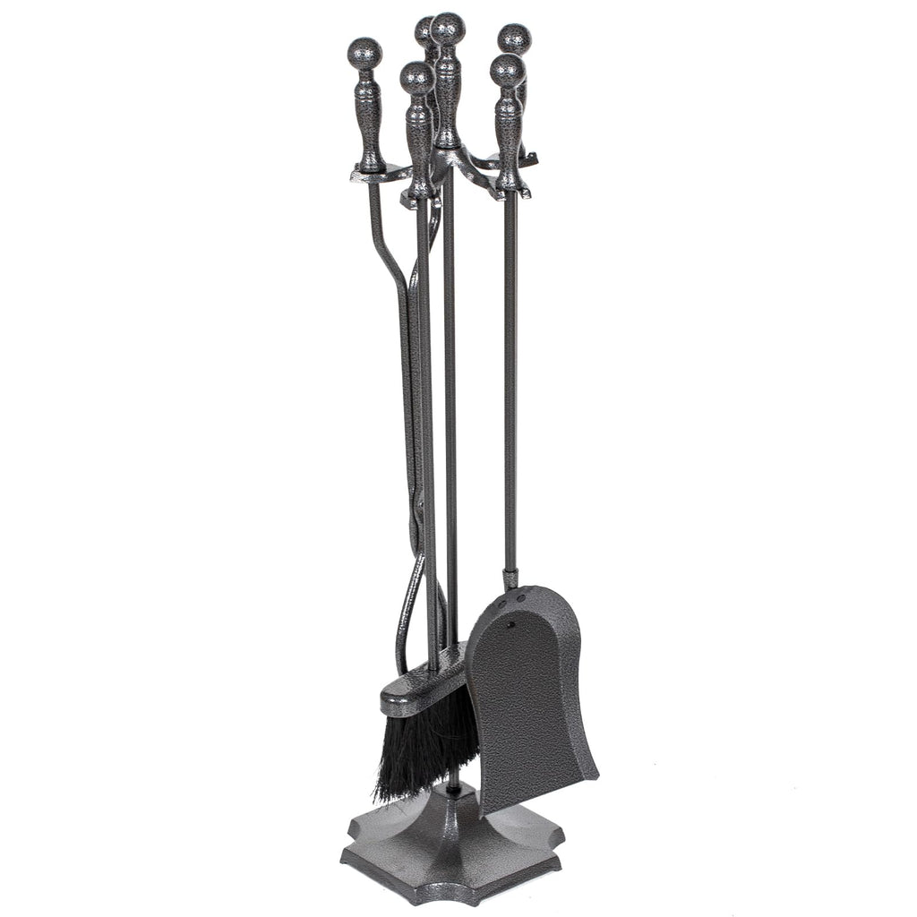 nalone 5 Pieces Fireplace Tools Set, Heavy Duty Wrought Iron Fireplace Accessories Set with Poker, Tong, Shovel, Brush, Fire Place Tools Indoor Outdoor (Black)