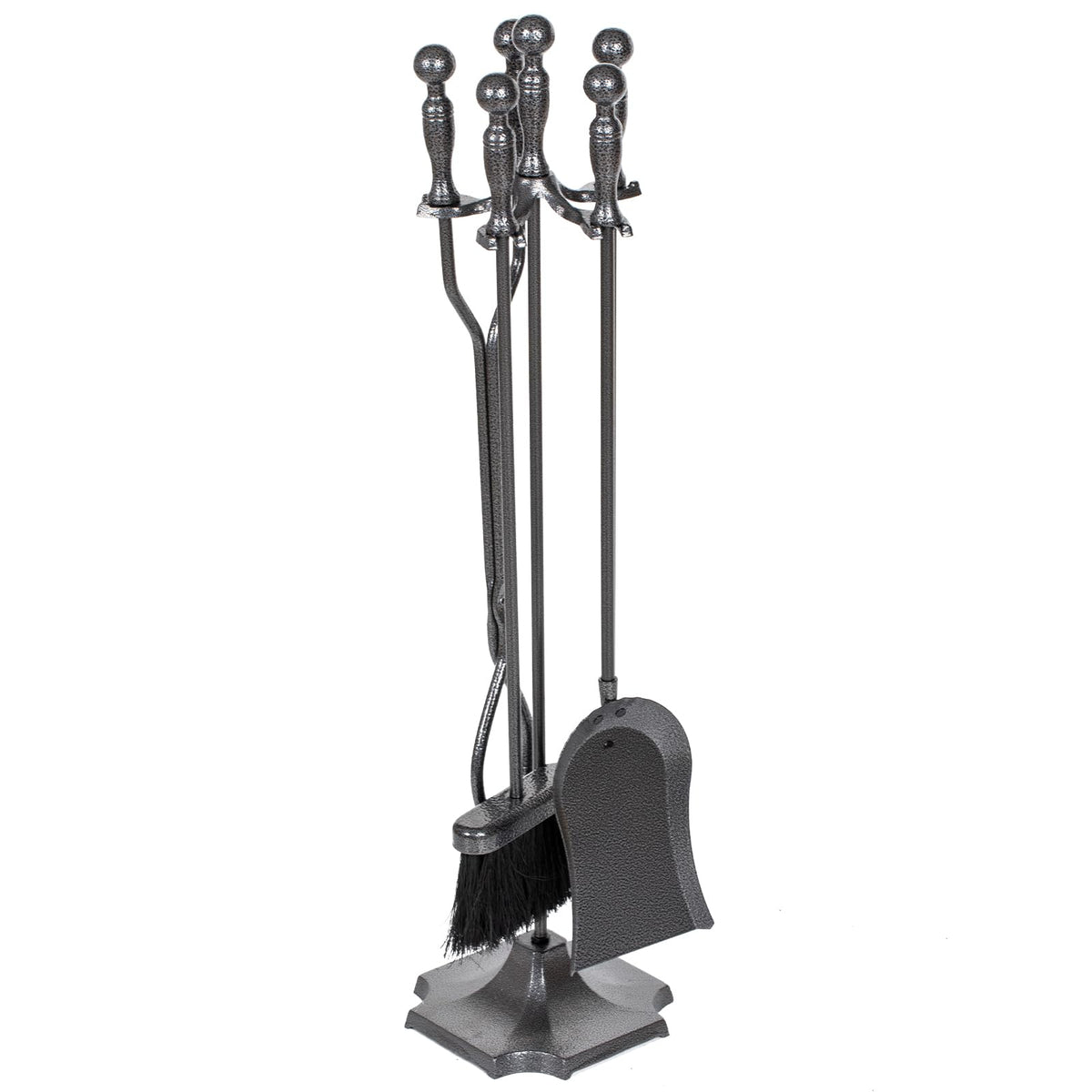 nalone 5 Pieces Fireplace Tools Set, Heavy Duty Wrought Iron Fireplace Accessories Set with Poker, Tong, Shovel, Brush, Fire Place Tools Indoor Outdoor (Black)