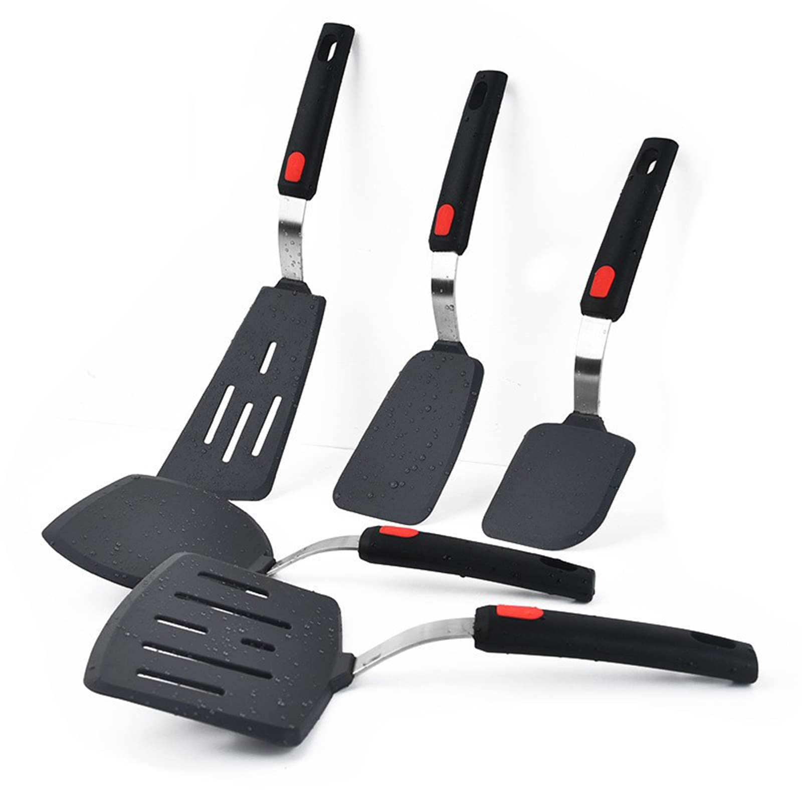 Tenta tenta kitchen Silicone Turner Wide Pancake Spatula Pizza Peel Kitchen Utensil Nonstick Cookware Safe Kitchen Flipper for Griddle Cooking and Baking- 600°F Heat-Resistant Rubber Egg Spatulas.