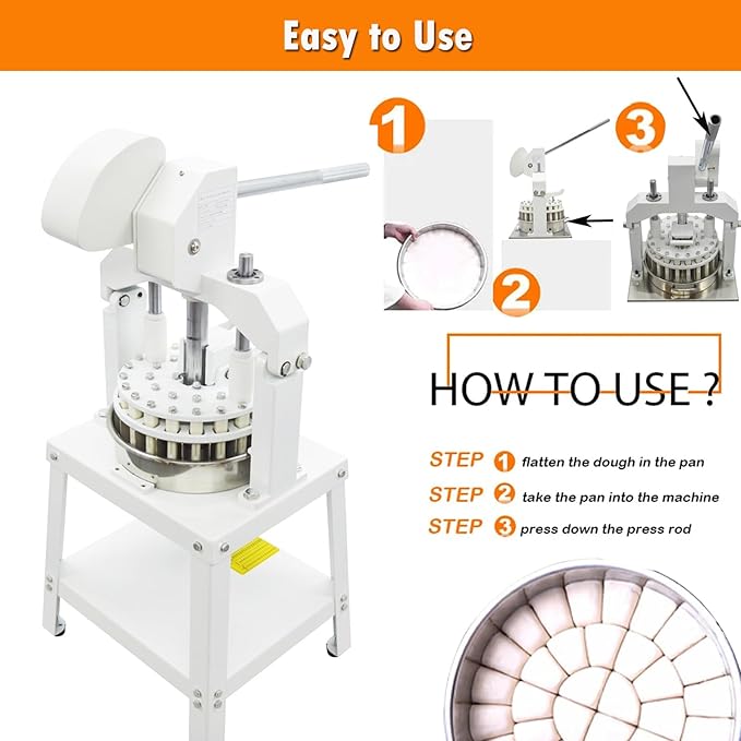 INTSUPERMAI Dough Divider Cutter Machine 36PCS Manual Dough Divider Rounder 3 Pans Hydraulic Dough Equal Cutter DIvider Cutting Machine 1.06oz-5.64oz One Piece
