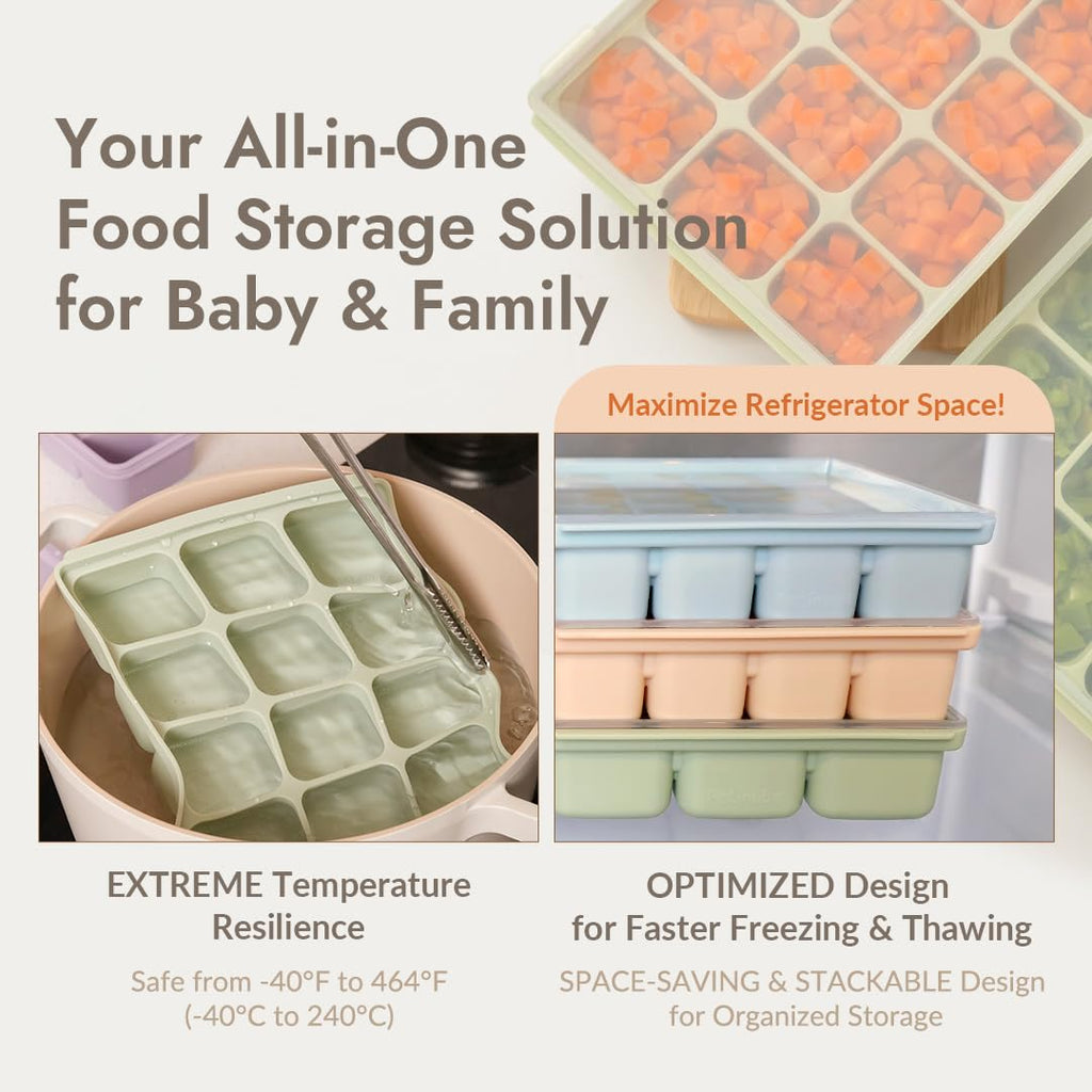 PETINUBE Baby Food Storage Silicone Cubes, Sand Beige, 20 Cubes 0.8oz