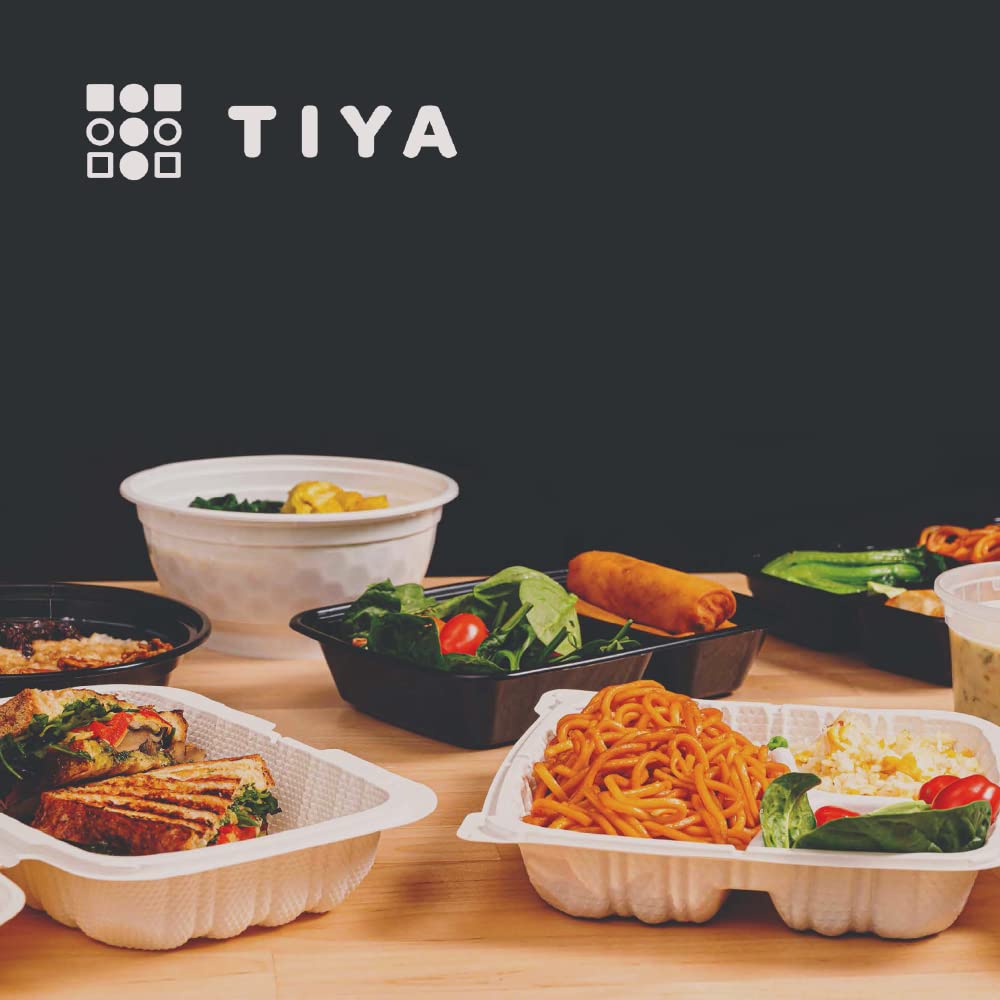 TIYA Food Containers - 32oz Bulk 240 Pack with Lids - Plastic Food Storage to-Go Containers - Reusable Microwavable Dishwasher Safe Cups - Airtight Leak Proof for Soups & Meal Prep