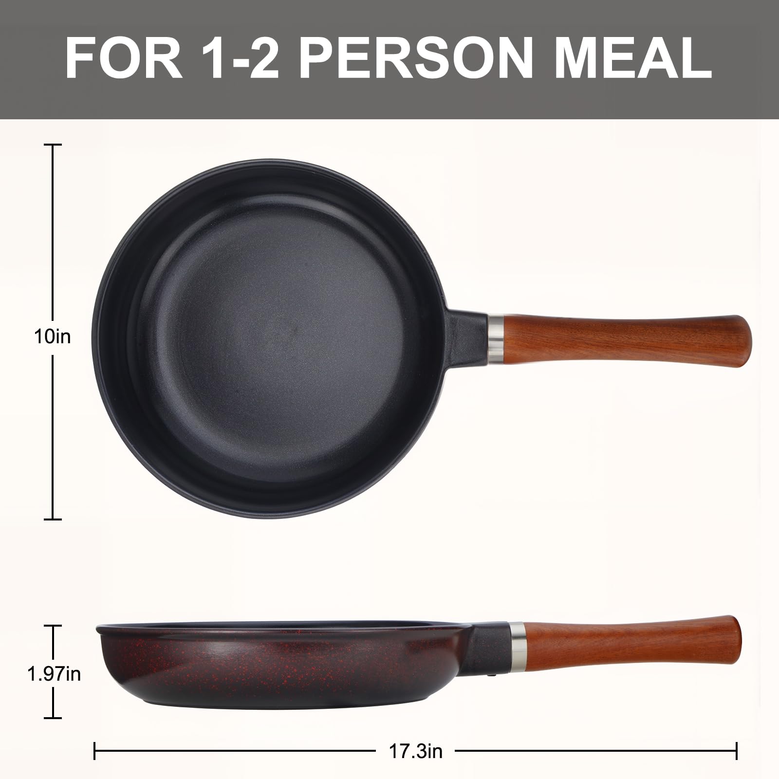 FOTRIC Pure Ceramic Frying Pan, Nonstick 10 Inch Ceramic Skillet (Crafted From Natural Clay Minerals Through Firing), PFAS-Free, Non Toxic/No Coatings Cooking Pan, Induction Pan (Black)