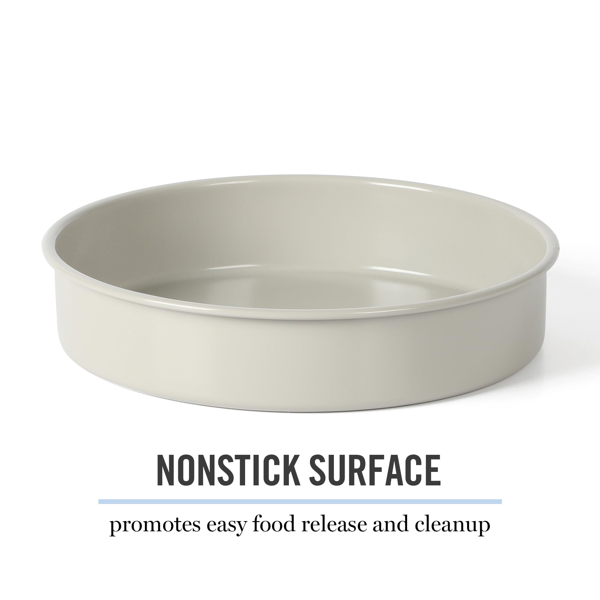 Martha Stewart Gallen 8 Inch Round Nonstick Carbon Steel Cake and Bake Pan – Cool Grey, Durable Bakeware for Even Baking and Easy Release