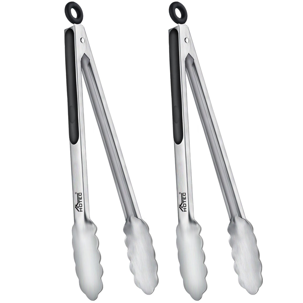 Hotec Mini Stainless Steel Kitchen Tongs for Cooking - 7-Inch Small Serving Tongs Metal Food Tongs Non-Slip Grip
