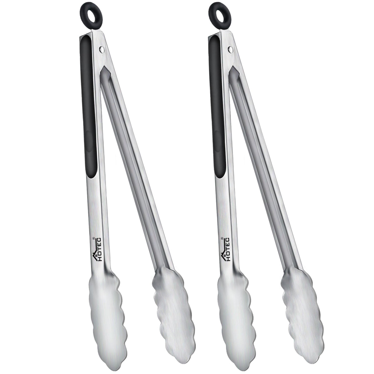 Hotec Mini Stainless Steel Kitchen Tongs for Cooking - 7-Inch Small Serving Tongs Metal Food Tongs Non-Slip Grip