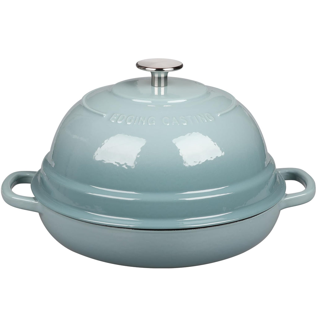 EDGING CASTING Enameled Cast Iron Dutch Oven Pot with Lid, Round Bread Oven for Homemade Sourdough Bread Baking, 6 Quart, Pistachio Green