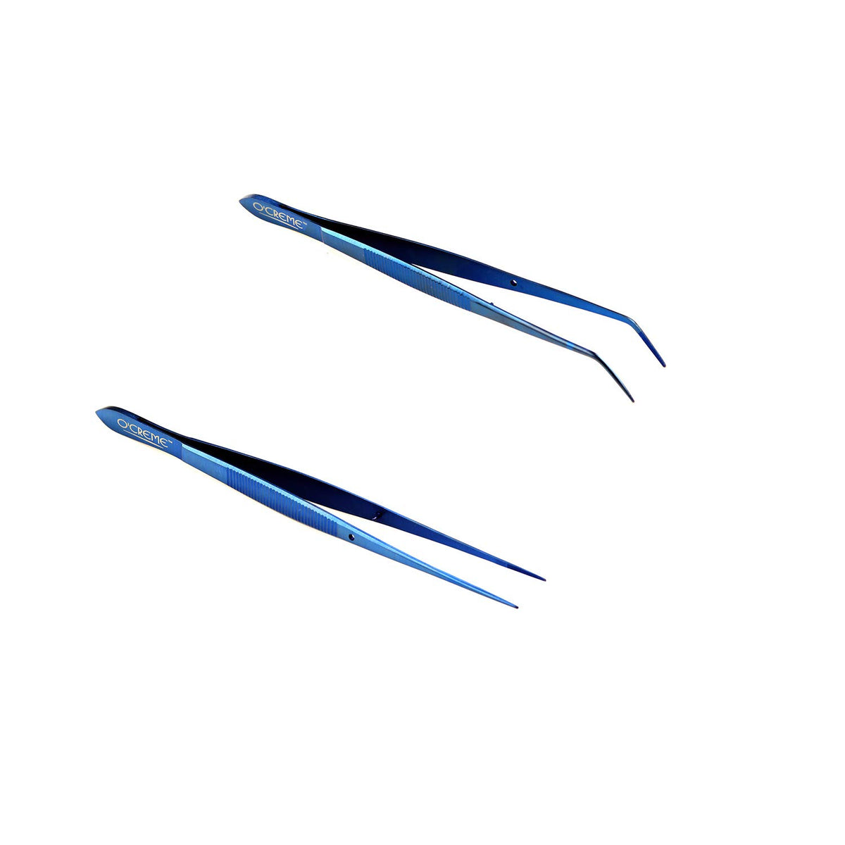 O'Creme Curved Tweezers 6.25 Inch Fine-Point Stainless Steel, Black
