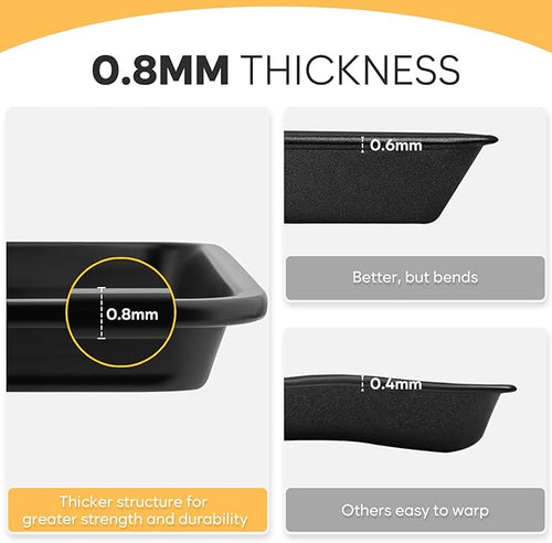 2 Pack Half Sheet Pan 17.3” x 13.1”, Cookie Sheets for Baking 0.8mm Thick Non Stick Baking Sheets for Oven Heavy Duty Baking Trays