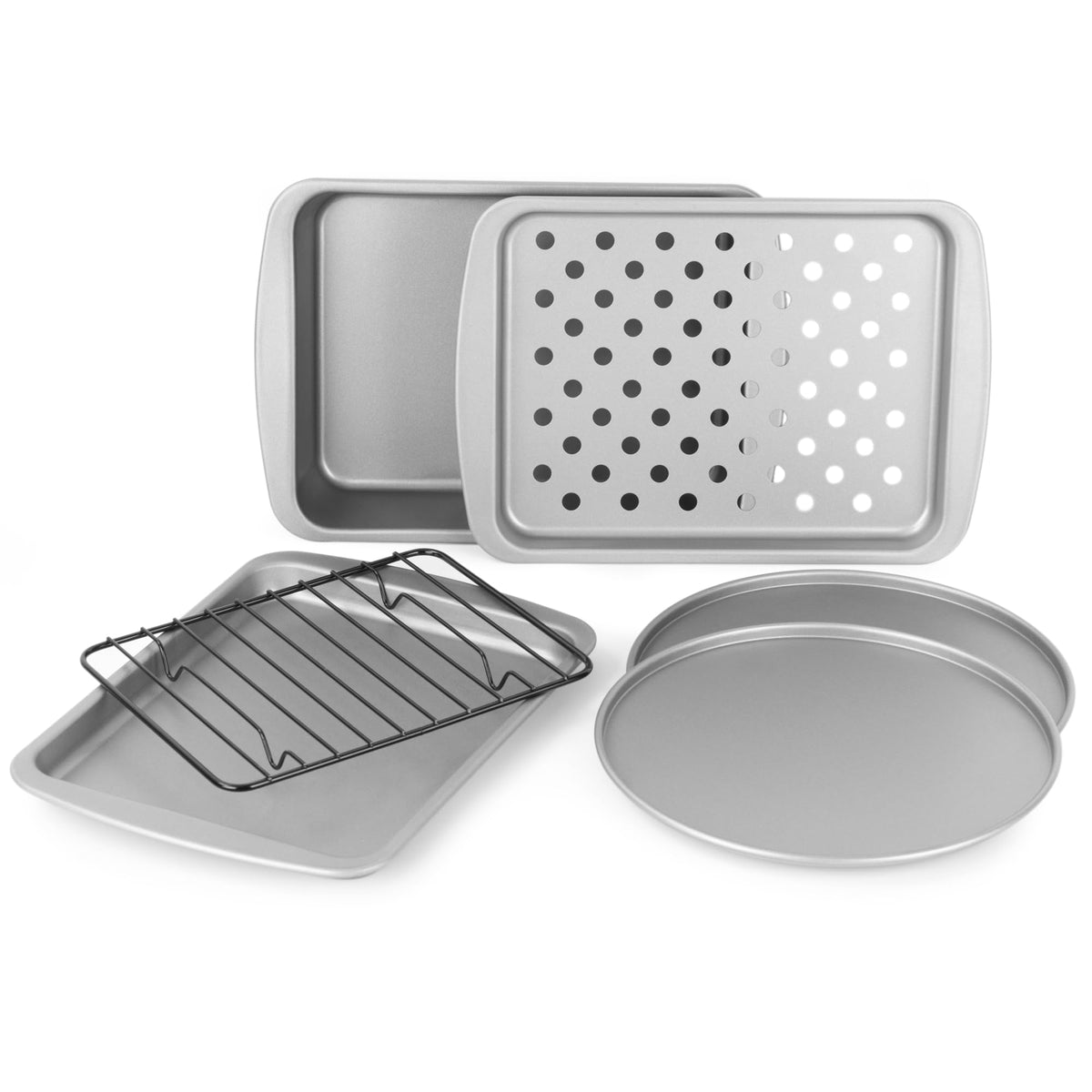 Ovenstuff Personal Size Nonstick Toaster Oven Baking Pan Set, 6 Piece Set