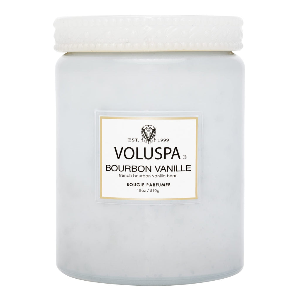 Voluspa Bourbon Vanille, Large Candle Jar, 18 Ounces, 100 Hour Burn Time, Coconut Wax for Clean Burning, Handcrafted in the USA