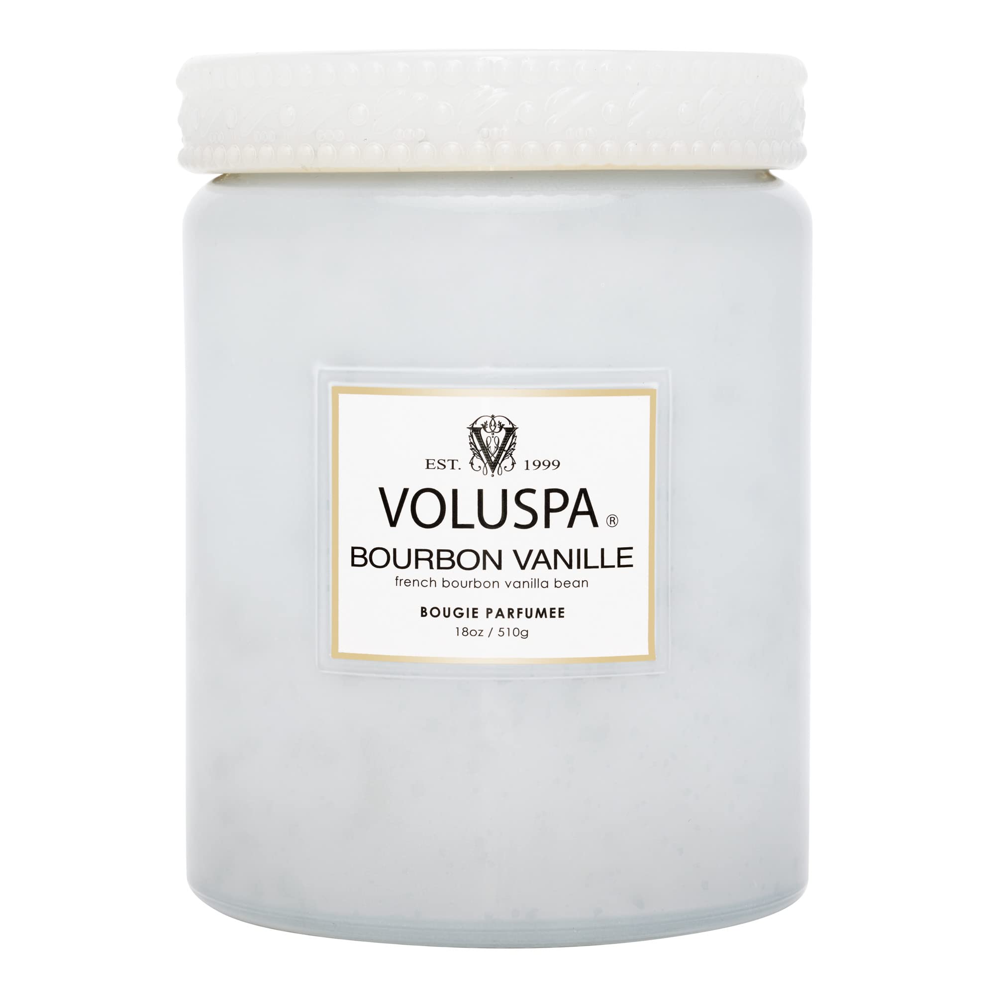 Voluspa Bourbon Vanille, Large Candle Jar, 18 Ounces, 100 Hour Burn Time, Coconut Wax for Clean Burning, Handcrafted in the USA