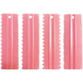 CEWIFO Cake Scrapers Set Pink Decorating Comb and Icing Smoother, Plastic Sawtooth Scraper Polisher Butter Mousse Cream Cake Edge DIY Tool -8 Design Textures (Pink)
