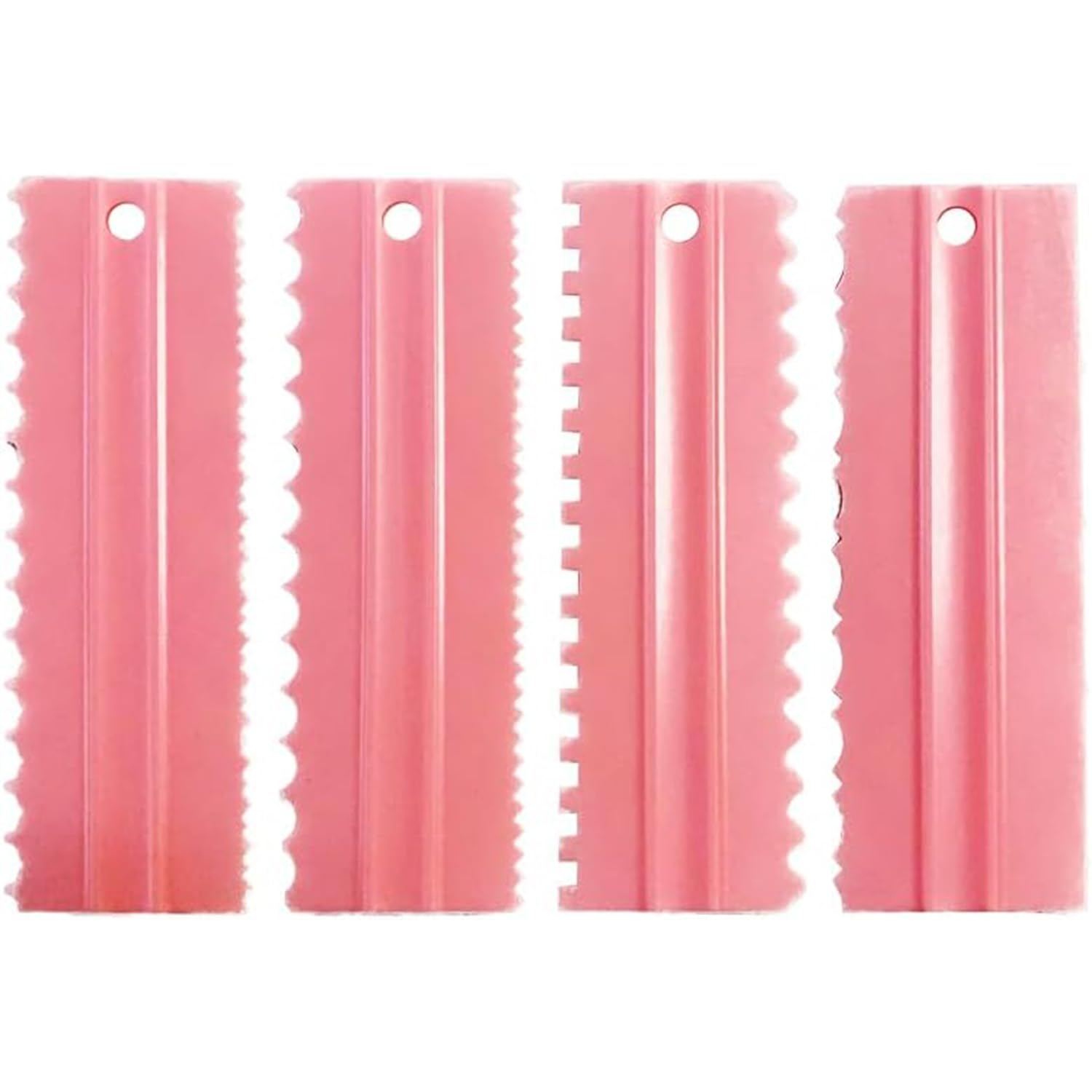 CEWIFO Cake Scrapers Set Pink Decorating Comb and Icing Smoother, Plastic Sawtooth Scraper Polisher Butter Mousse Cream Cake Edge DIY Tool -8 Design Textures (Pink)