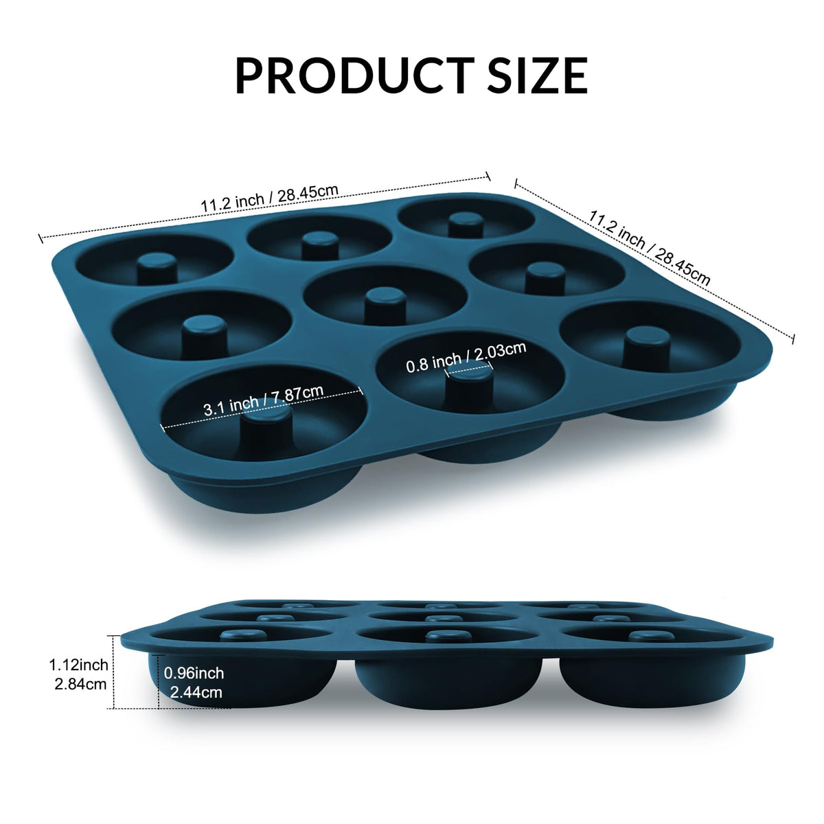 FUNLAVIE Large Silicone Donut Pan for Baking,9 Cavity Non-Stick Food Molds