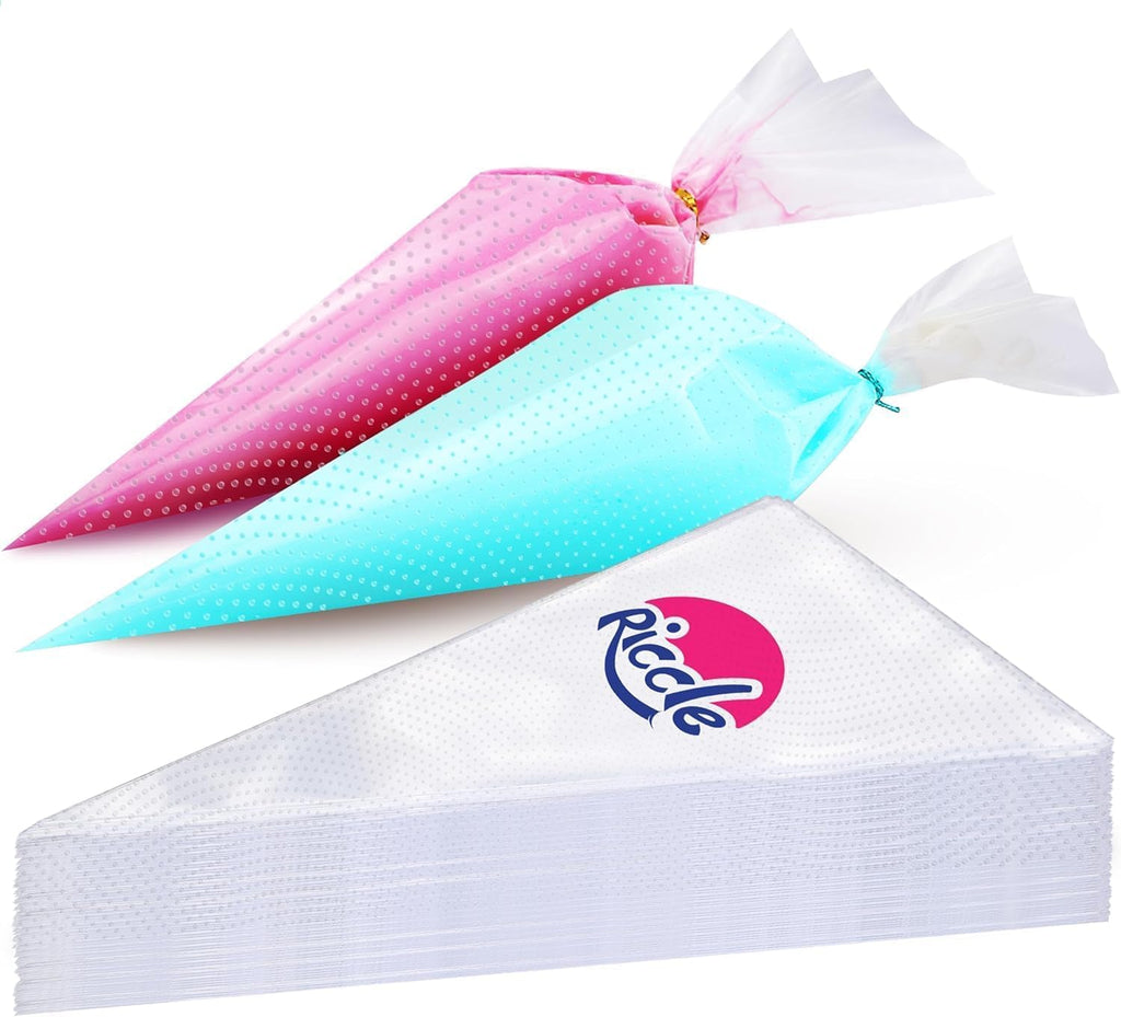 Riccle Extra Large 24 Inch Piping Bags - 100 Textured Anti Burst Thickened Disposable Pastry Bags - Icing Piping Bags for Frosting - Ideal for Cakes and Cookies Decoration