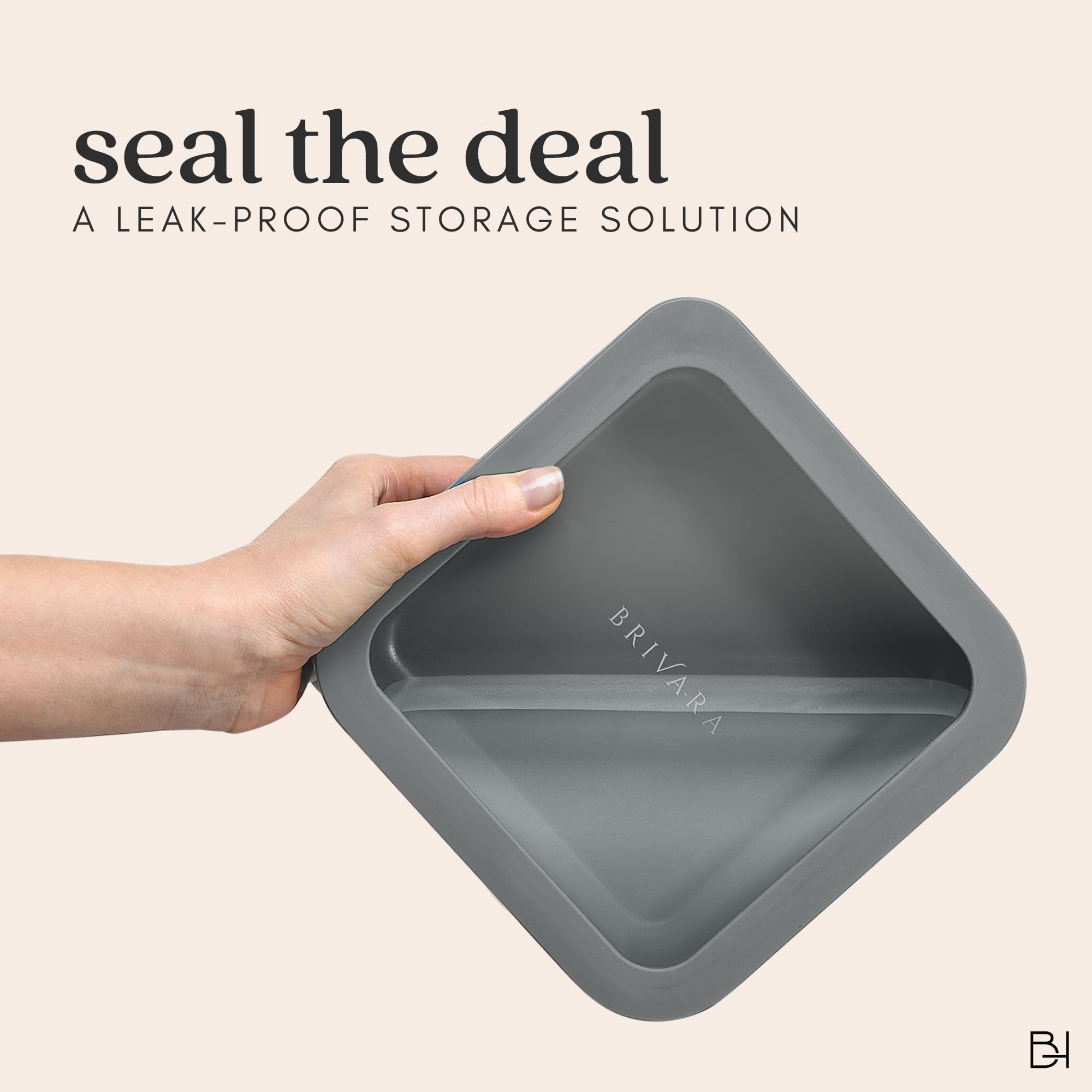 BRIVARA HOME 12-Piece Glass Meal Prep Containers Set with Lids (6 Containers + 6 Lids) | Microwave-Safe Airtight Seal, Oven-Safe Ceramic-Coated Glass | Zero Plastic, No PFAS/PFOA/BPA [Smoke]