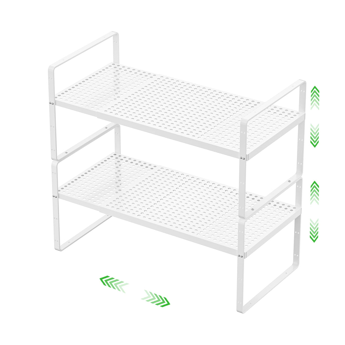 SOFRON Expandable Storage Shelf, Stackable Organizer Rack, White Large 3 PK